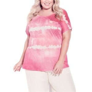 AVENUE 18W-28W Hot Pink Braylee Tie Dye Top AA05.8